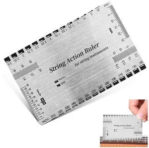 Guitar String Action Gauge Ruler, Stainless Steel Luthier Setup Tool | String Action Measurement,Stainless Steel Construction,Clear Scale Markings,Compact Setup Tool,Versatile Application Guitar String Action Gauge Ruler, Stainless Steel Luthier Setup Tool | String Action Measurement,Stainless Steel Construction,Clear Scale Markings,Compact Setup Tool,Versatile Application