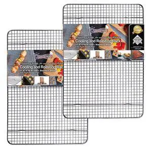 Half Sheet Cooling Rack Stainless Steel Oven Safe Set of 2 | Fits standard 13x18 half sheet pans for oven roasting, broiling, grilling, drying and baking sheet cooling Half Sheet Cooling Rack Stainless Steel Oven Safe Set of 2 | Fits standard 13x18 half sheet pans for oven roasting, broiling, grilling, drying and baking sheet cooling