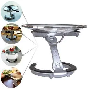 Pot Lid Holder While Cooking, 4-in-1 Kitchen Trivet & Pan Lid Holder | Doubles as cake & pizza display stand, folds flat to save space, countertop lid holder, durable aluminum & heat safe silicone Pot Lid Holder While Cooking, 4-in-1 Kitchen Trivet & Pan Lid Holder | Doubles as cake & pizza display stand, folds flat to save space, countertop lid holder, durable aluminum & heat safe silicone