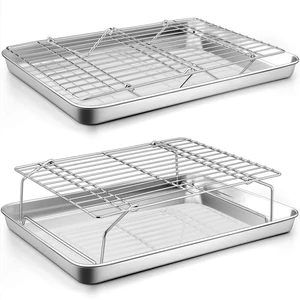 16 Inch Baking Sheet with Rack Set, Pans with Stackable Racks | 2 Baking Sheets + 2 Cooling Wire Racks, Dishwasher & Oven Safe, Non-toxic & Lasting Use, Fit for Regular Oven 16 Inch Baking Sheet with Rack Set, Pans with Stackable Racks | 2 Baking Sheets + 2 Cooling Wire Racks, Dishwasher & Oven Safe, Non-toxic & Lasting Use, Fit for Regular Oven