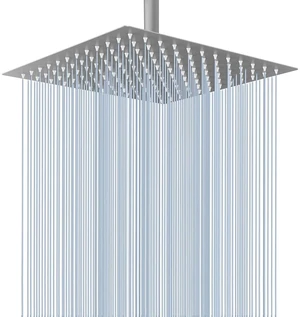Rain Shower Head - High Flow Large Rainfall Shower Heads Made of Stainless Steel - Waterfall Bathroom Square Showerhead - Ceiling or Wall Mount (12" Brushed Nickel) Rain Shower Head - High Flow Large Rainfall Shower Heads Made of Stainless Steel - Waterfall Bathroom Square Showerhead - Ceiling or Wall Mount (12" Brushed Nickel)