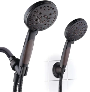 High Pressure 6-setting Luxury Handheld Shower Head, 6 Foot Stainless Steel Hose, Anti Clog Jets, Anti Slip Grip, Top US Brand, Includes Extra Wall Bracket - Oil Rubbed Bronze Finish High Pressure 6-setting Luxury Handheld Shower Head, 6 Foot Stainless Steel Hose, Anti Clog Jets, Anti Slip Grip, Top US Brand, Includes Extra Wall Bracket - Oil Rubbed Bronze Finish