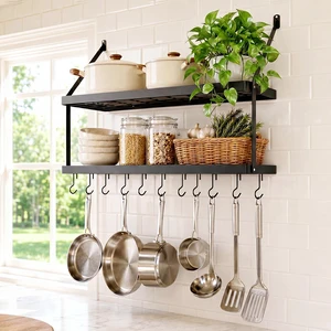 Wall Pot Rack, 30-Inch, 100 Lbs Load, Heavy-Duty, Matte Black | 12 Removable S-Hooks, Cast Iron Pots and Pans Organizer, 16-Inch Stud Spacing, Kitchen & Dining Storage Wall Pot Rack, 30-Inch, 100 Lbs Load, Heavy-Duty, Matte Black | 12 Removable S-Hooks, Cast Iron Pots and Pans Organizer, 16-Inch Stud Spacing, Kitchen & Dining Storage