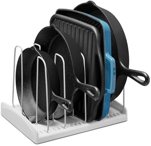 Cookware Rack with Tall Steel Wires, Adjustable Pan and Lid Organizer for Kitchen Cabinet Storage, Classic Edition Cookware Rack with Tall Steel Wires, Adjustable Pan and Lid Organizer for Kitchen Cabinet Storage, Classic Edition