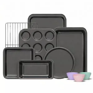 Compact Baking Pans Sets, Nonstick Bakeware Sets 19-Piece with Round/Square Cake Pan, Loaf Pan, Muffin Pan, Cookie Sheet, Roast Pan, Cooling Rack, Carbon Steel Bake Set Compact Baking Pans Sets, Nonstick Bakeware Sets 19-Piece with Round/Square Cake Pan, Loaf Pan, Muffin Pan, Cookie Sheet, Roast Pan, Cooling Rack, Carbon Steel Bake Set