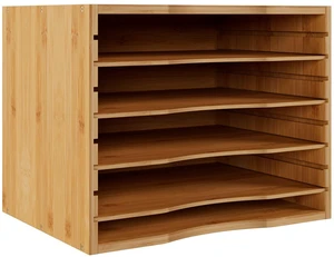 5 Tier Desktop Organizer, Paper Organizer Mail Sorter, File Holder Letter Document Storage with Adjustable Shelves for School Home Office, Natural 5 Tier Desktop Organizer, Paper Organizer Mail Sorter, File Holder Letter Document Storage with Adjustable Shelves for School Home Office, Natural
