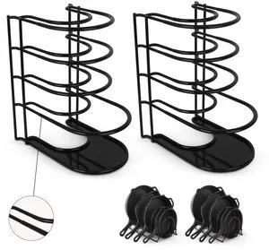 Cuisinel Silicone-Coated Pan Organizer, 12" Cast Iron Skillet Rack, 2 Pack | Silicone-Coated Non-Slip Shelves, Holds 5 Cast Iron Skillets Up To 50 Lbs, Fits Pans Up To 3.5 In Tall, Cabinet Storage Cuisinel Silicone-Coated Pan Organizer, 12" Cast Iron Skillet Rack, 2 Pack | Silicone-Coated Non-Slip Shelves, Holds 5 Cast Iron Skillets Up To 50 Lbs, Fits Pans Up To 3.5 In Tall, Cabinet Storage