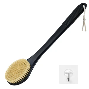 Back Scrubber for Shower, Shower Body Brush for Cleaning with Long Handle for Showering, 17 Inch Back Washer Exfoliator for Shower Men Women with NonSlip Handle, Adhesive Hook (BlackBoar Bristles) Back Scrubber for Shower, Shower Body Brush for Cleaning with Long Handle for Showering, 17 Inch Back Washer Exfoliator for Shower Men Women with NonSlip Handle, Adhesive Hook (BlackBoar Bristles)