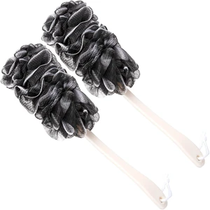 Back Scrubber for Shower,Loofah Long Handle Bath Body Brush,Soft Nylon Mesh Sponge for Shower,Loofah On a Stick for Men Women,Exfoliating Scrub Cleaning Luffa for Elderly(2Pack,Black) Back Scrubber for Shower,Loofah Long Handle Bath Body Brush,Soft Nylon Mesh Sponge for Shower,Loofah On a Stick for Men Women,Exfoliating Scrub Cleaning Luffa for Elderly(2Pack,Black)
