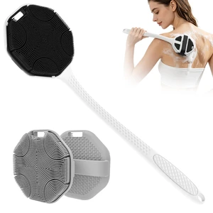 Silicone Body Scrubbers with Detachable Handle, Back Scrubber 2 Pack | for Shower Women Men, 17" Long Ergonomic Curved Handle, Soft & Dense Bristles Brush for Bath Body Scrub Gentle Clean,Gray Silicone Body Scrubbers with Detachable Handle, Back Scrubber 2 Pack | for Shower Women Men, 17" Long Ergonomic Curved Handle, Soft & Dense Bristles Brush for Bath Body Scrub Gentle Clean,Gray