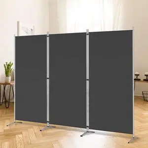 3 Panel Folding Privacy Screen 6 Ft Tall Freestanding Room Divider Fabric Partition Wall 102"W x 20"D x 71"H Black for Home Office Bedroom Living Room 3 Panel Folding Privacy Screen 6 Ft Tall Freestanding Room Divider Fabric Partition Wall 102"W x 20"D x 71"H Black for Home Office Bedroom Living Room