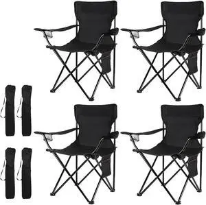 4 Pack Lightweight Folding Camping Chairs, 600D Polyester Portable Steel Frame Lawn Chairs with Carry Bag, Supports 250 LBS for Beach Yard Picnic Outdoor Sports Events 4 Pack Lightweight Folding Camping Chairs, 600D Polyester Portable Steel Frame Lawn Chairs with Carry Bag, Supports 250 LBS for Beach Yard Picnic Outdoor Sports Events