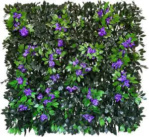 Expandable Faux Ivy Privacy Fence Screen Single Sided Leaves with Purple Flowers Decorative Artificial Hedges for Balcony Patio Outdoor 11"x47" Closed 22"x120" Expanded Expandable Faux Ivy Privacy Fence Screen Single Sided Leaves with Purple Flowers Decorative Artificial Hedges for Balcony Patio Outdoor 11"x47" Closed 22"x120" Expanded