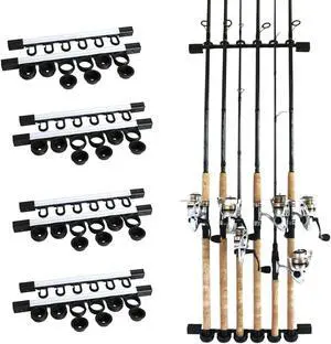 6-Rod Fishing Rod Holder, Vertical & Horizontal Wall Mount Rack for Garage Organization & Storage, Adjustable Expandable Fishing Pole Stand 6-Rod Fishing Rod Holder, Vertical & Horizontal Wall Mount Rack for Garage Organization & Storage, Adjustable Expandable Fishing Pole Stand