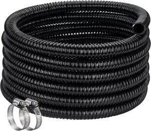 1-1/4 Inch ID 50ft Black Corrugated Pond Hose, Reinforced Kinkproof Flexible PVC Vinyl Tubing with 2 Hose Clamps for Pond Pump Fountain Garden Waterfall 1-1/4 Inch ID 50ft Black Corrugated Pond Hose, Reinforced Kinkproof Flexible PVC Vinyl Tubing with 2 Hose Clamps for Pond Pump Fountain Garden Waterfall