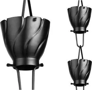 8.5 Ft Aluminum Scalloped Rain Chain, Matte Black Decorative Gutter Downspout, Heavy Duty Rust Resistant Rain Chain for Outdoor Garden Patio Yard 8.5 Ft Aluminum Scalloped Rain Chain, Matte Black Decorative Gutter Downspout, Heavy Duty Rust Resistant Rain Chain for Outdoor Garden Patio Yard
