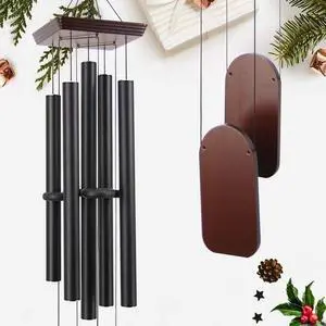 48 Inch Outdoor Wind Chimes, 5 Heavy Aluminum Tubes Deep Soothing Tone, Black Hanging Decor for Patio Garden Yard 48 Inch Outdoor Wind Chimes, 5 Heavy Aluminum Tubes Deep Soothing Tone, Black Hanging Decor for Patio Garden Yard
