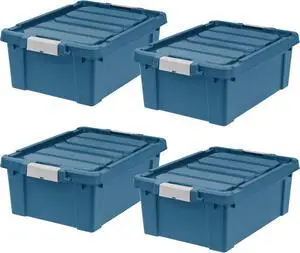 4 Pack 12 Gallon Eco-Friendly Lockable Storage Bins with Lids Heavy Duty Stackable Containers Navy for Garage Organizing Moving Equipment Utility 4 Pack 12 Gallon Eco-Friendly Lockable Storage Bins with Lids Heavy Duty Stackable Containers Navy for Garage Organizing Moving Equipment Utility