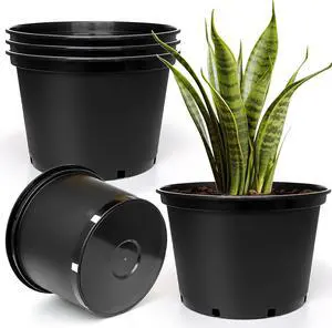 5 Pack 7 Gallon Round Plastic Plant Pots, 15 Inch Large Nursery Pots with Drainage Holes, Black Flower Pots for Indoor Outdoor Gardening 5 Pack 7 Gallon Round Plastic Plant Pots, 15 Inch Large Nursery Pots with Drainage Holes, Black Flower Pots for Indoor Outdoor Gardening