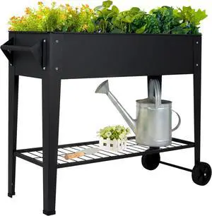32" Tall Mobile Raised Garden Bed with Wheels & Storage Shelf, 400LBS Capacity Anti-Rust Steel Planter Box for Vegetables Herbs, Outdoor Patio Balcony Backyard Use 32" Tall Mobile Raised Garden Bed with Wheels & Storage Shelf, 400LBS Capacity Anti-Rust Steel Planter Box for Vegetables Herbs, Outdoor Patio Balcony Backyard Use