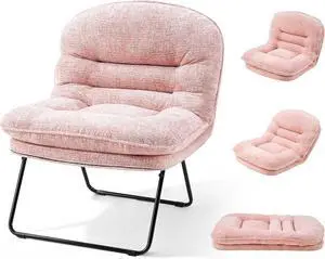 Foldable Padded Saucer Chair with Back Support, Comfy Floor Chair for Bedroom, Dorm & Gaming, Space-Saving, Hot Pink Foldable Padded Saucer Chair with Back Support, Comfy Floor Chair for Bedroom, Dorm & Gaming, Space-Saving, Hot Pink