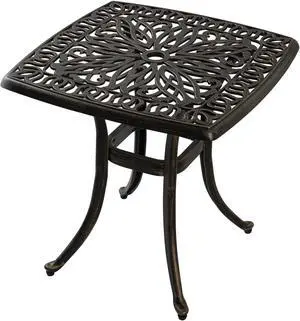 Weather Resistant Cast Aluminum Outdoor Side End Table, Rustproof Bronze Finished Small Accent Table Easy Assembly & Clean for Patio Backyard Pool Balcony Indoor Companion Furniture Weather Resistant Cast Aluminum Outdoor Side End Table, Rustproof Bronze Finished Small Accent Table Easy Assembly & Clean for Patio Backyard Pool Balcony Indoor Companion Furniture