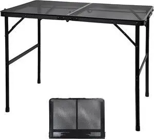 3 FT Lightweight Folding Camping Table with Mesh Desktop, Height Adjustable Metal Outdoor Grill Table for BBQ, Picnic, RV and Camping 3 FT Lightweight Folding Camping Table with Mesh Desktop, Height Adjustable Metal Outdoor Grill Table for BBQ, Picnic, RV and Camping