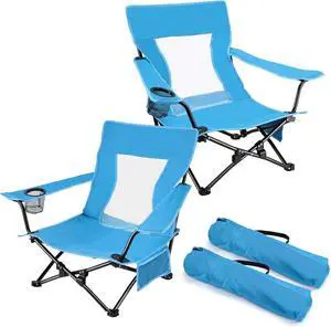 2 Pack Low Profile Folding Beach Chairs, Heavy Duty 600D Oxford Steel Frame Portable Outdoor Chair with Cup Holder, Storage Pocket and Carry Bag, 250LBS Capacity for Fishing Lawn Patio Sports 2 Pack Low Profile Folding Beach Chairs, Heavy Duty 600D Oxford Steel Frame Portable Outdoor Chair with Cup Holder, Storage Pocket and Carry Bag, 250LBS Capacity for Fishing Lawn Patio Sports