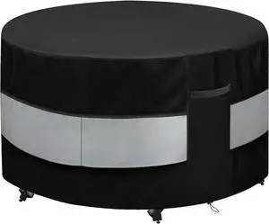 90 x 43 Inch Round Patio Bar Height Furniture Cover, Black Grey Waterproof Outdoor Set Cover, Up to 10000pa Weather Protection 90 x 43 Inch Round Patio Bar Height Furniture Cover, Black Grey Waterproof Outdoor Set Cover, Up to 10000pa Weather Protection