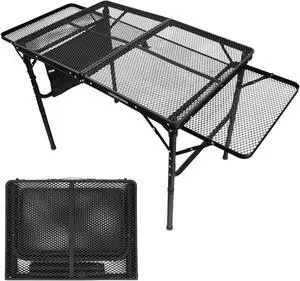 Portable Folding Grill Table with Extension Boards, Supports Up to 88 lbs, Lightweight Camping Table for Outdoor BBQ, Beach and RV Portable Folding Grill Table with Extension Boards, Supports Up to 88 lbs, Lightweight Camping Table for Outdoor BBQ, Beach and RV