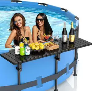 Above Ground Pool Side Bar Table, Galvanized Iron & ABS Poolside Table, 49.4×9.6" Swim Up Bar Fits Top Rails 4.48", Holds 110LBS, Pool Accessories for Round Oval Pools Above Ground Pool Side Bar Table, Galvanized Iron & ABS Poolside Table, 49.4×9.6" Swim Up Bar Fits Top Rails 4.48", Holds 110LBS, Pool Accessories for Round Oval Pools