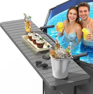 Pool Bar for Above Ground Pools, Fits 4.4" Top Rail, Heavy-Duty ABS Tabletop (49"×9.6") Holds 110 lbs, Dark Gray Pool Bar for Above Ground Pools, Fits 4.4" Top Rail, Heavy-Duty ABS Tabletop (49"×9.6") Holds 110 lbs, Dark Gray