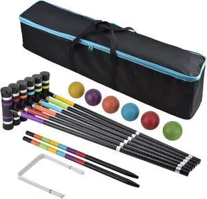 6 Player Croquet Set 35 Inch Full Printed Wooden Mallets Durable HDPE Balls Portable Yard Game Set with 600D Carrying Bag for Outdoor Lawn Backyard Family Games 6 Player Croquet Set 35 Inch Full Printed Wooden Mallets Durable HDPE Balls Portable Yard Game Set with 600D Carrying Bag for Outdoor Lawn Backyard Family Games