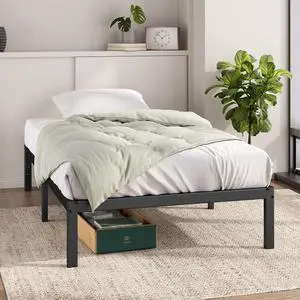14 Inch Twin Size Metal Platform Bed Frame, Steel Slat Support, No Box Spring Needed, Easy Assembly with Under Bed Storage, Modern Minimalist Design 14 Inch Twin Size Metal Platform Bed Frame, Steel Slat Support, No Box Spring Needed, Easy Assembly with Under Bed Storage, Modern Minimalist Design