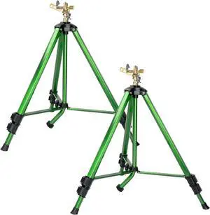 2 Pack 360 Degree Rotating Impact Sprinkler, Zinc Alloy Adjustable Tripod Lawn Sprinkler, 16-37 Inch Height Irrigation Sprinkler, 20-35FT Spray Range with 3/4 Inch Hose Connector 2 Pack 360 Degree Rotating Impact Sprinkler, Zinc Alloy Adjustable Tripod Lawn Sprinkler, 16-37 Inch Height Irrigation Sprinkler, 20-35FT Spray Range with 3/4 Inch Hose Connector