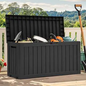 72 Gallon Outdoor Storage Box with Wheels Resin Deck Box for Indoor Outdoor Patio Throw Pillows Athletic Gear Black 72 Gallon Outdoor Storage Box with Wheels Resin Deck Box for Indoor Outdoor Patio Throw Pillows Athletic Gear Black