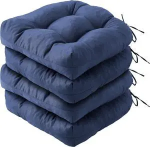 Set of 4 Waterproof Outdoor Chair Cushions, 19x19x5 Inch Tufted Patio Seat Pads with Fastening Ties, Soft High Density Foam Replacement Cushion for Garden Dining Wicker Chair, Navy Set of 4 Waterproof Outdoor Chair Cushions, 19x19x5 Inch Tufted Patio Seat Pads with Fastening Ties, Soft High Density Foam Replacement Cushion for Garden Dining Wicker Chair, Navy