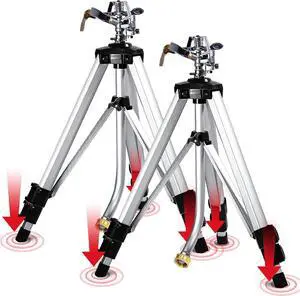 Adjustable Tripod Impact Sprinkler, 360 Degree Large Coverage, Heavy Duty Zinc Head (36inch), 2Pcs, Sprays 20-90ft for Lawn Yard Grass Adjustable Tripod Impact Sprinkler, 360 Degree Large Coverage, Heavy Duty Zinc Head (36inch), 2Pcs, Sprays 20-90ft for Lawn Yard Grass
