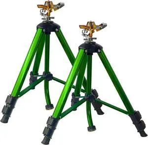 2 Pack 360° Rotating Brass Impact Sprinkler, Adjustable 16-37in Metal Tripod Sprinkler, 20-35FT Spray Range, 80PSI Max Pressure, 3/4in Standard Hose Connector for Lawn Yard Garden Irrigation 2 Pack 360° Rotating Brass Impact Sprinkler, Adjustable 16-37in Metal Tripod Sprinkler, 20-35FT Spray Range, 80PSI Max Pressure, 3/4in Standard Hose Connector for Lawn Yard Garden Irrigation