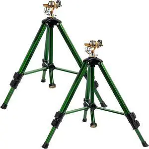 2 Pack 0-360° Adjustable Impact Sprinkler, Brass Head Alloy Tripod Sprinkler, 16-27in Height, 20-35FT Range, 3/4in Hose Connector for Lawn Yard Garden Irrigation 2 Pack 0-360° Adjustable Impact Sprinkler, Brass Head Alloy Tripod Sprinkler, 16-27in Height, 20-35FT Range, 3/4in Hose Connector for Lawn Yard Garden Irrigation