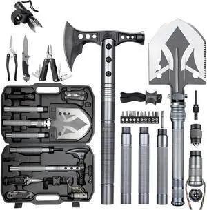 Multifunctional Folding Tactical Shovel Axe Combo with Extension Handles Flashlight for Camping Hiking Cycling 19.3-40.9 Inches Multifunctional Folding Tactical Shovel Axe Combo with Extension Handles Flashlight for Camping Hiking Cycling 19.3-40.9 Inches