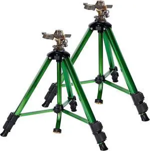 2 Pack 360 Degree Rotating Impact Sprinkler, Alloy Metal Tripod Lawn Sprinkler, Adjustable Height Irrigation Sprinkler Head, 20-35FT Spray Range for Yard Garden Farm Irrigation 2 Pack 360 Degree Rotating Impact Sprinkler, Alloy Metal Tripod Lawn Sprinkler, Adjustable Height Irrigation Sprinkler Head, 20-35FT Spray Range for Yard Garden Farm Irrigation
