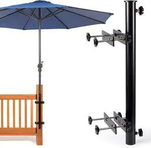 Heavy Duty 304 Stainless Steel Patio Umbrella Bracket, Outdoor Deck Railing Umbrella Holder, Fit Max 1.9 Inch OD Umbrella Post, Black Heavy Duty 304 Stainless Steel Patio Umbrella Bracket, Outdoor Deck Railing Umbrella Holder, Fit Max 1.9 Inch OD Umbrella Post, Black
