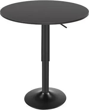 Height Adjustable Round Bar Table, 27 to 35.4 Inch Modern Pub Cocktail Table with Solid Wide Base, Smooth Surface Anti-collision Edge Leisure Dining Table Easy Assembly for Small Indoor Space, Black Height Adjustable Round Bar Table, 27 to 35.4 Inch Modern Pub Cocktail Table with Solid Wide Base, Smooth Surface Anti-collision Edge Leisure Dining Table Easy Assembly for Small Indoor Space, Black