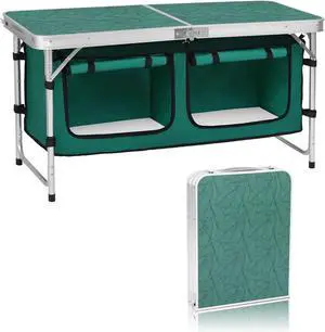 Adjustable Leg Folding Aluminum Camping Table, Lightweight Portable Foldable Utility Table with Storage Canvas for Outdoor Picnic BBQ Party Beach Backyard Travel Use Adjustable Leg Folding Aluminum Camping Table, Lightweight Portable Foldable Utility Table with Storage Canvas for Outdoor Picnic BBQ Party Beach Backyard Travel Use