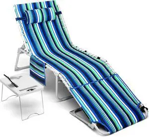 3-in-1 Folding Beach Lounge Chair, 5 Position Reclining Lay Flat Outdoor Chair with Face Hole, Removable Pillow and Folding Side Table, Heavy Duty Steel Frame 330 LBS Capacity for Pool Patio Camping 3-in-1 Folding Beach Lounge Chair, 5 Position Reclining Lay Flat Outdoor Chair with Face Hole, Removable Pillow and Folding Side Table, Heavy Duty Steel Frame 330 LBS Capacity for Pool Patio Camping
