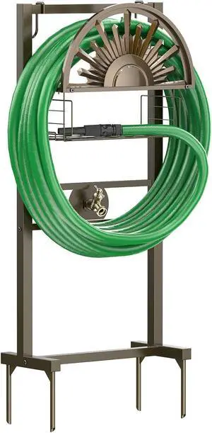 Heavy Duty Freestanding Garden Hose Holder with Brass Faucet Detachable Water Hose Stand with Storage Basket Sturdy Hose Reel Hanger Supports 150FT Hose for Patio Yard Lawn Outdoor Use Heavy Duty Freestanding Garden Hose Holder with Brass Faucet Detachable Water Hose Stand with Storage Basket Sturdy Hose Reel Hanger Supports 150FT Hose for Patio Yard Lawn Outdoor Use