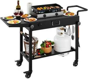 Foldable Outdoor Grill Cart Stand with Wheels and Caddy, 440lb Capacity Rolling Prep Table Fits 17 22 Griddles for Camping Backyard Cooking Foldable Outdoor Grill Cart Stand with Wheels and Caddy, 440lb Capacity Rolling Prep Table Fits 17 22 Griddles for Camping Backyard Cooking