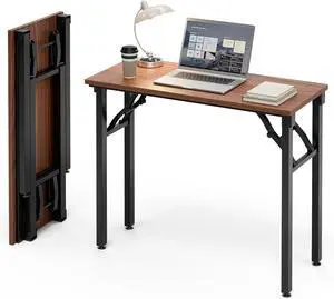 35.8 Inch Small Folding Computer Desk, Portable Foldable Laptop Table, No-Assembly, Compact Lightweight for Small Spaces, Craft & Study, Dark Walnut 35.8 Inch Small Folding Computer Desk, Portable Foldable Laptop Table, No-Assembly, Compact Lightweight for Small Spaces, Craft & Study, Dark Walnut