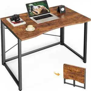 31.5 Inch Rustic Brown Folding Computer Desk, X-Shape Steel Frame Sturdy Writing Table, Curved Edge Portable Foldable Workstation, Space Saving Study Desk for Home Office Bedroom Dorm Small Spaces 31.5 Inch Rustic Brown Folding Computer Desk, X-Shape Steel Frame Sturdy Writing Table, Curved Edge Portable Foldable Workstation, Space Saving Study Desk for Home Office Bedroom Dorm Small Spaces